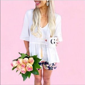 White peplum top S